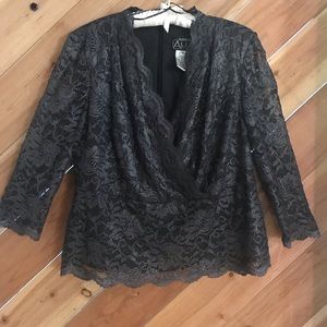 Women’s Alex Evenings Formal Black Lace Blouse. Mother of the Bride, Size:  1X